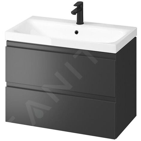 Cersanit Moduo - Meuble avec lavabo, 57x80x45 cm, 2 tiroirs, anthracite S801-487-DSM (1/2)