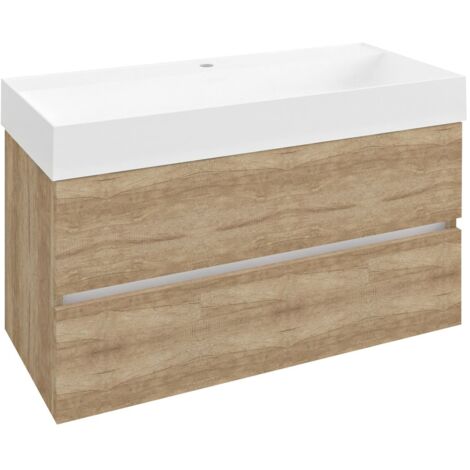 ODETTA Vanity Unit 95x50x43,5cm, chêne Alabama (1/2)