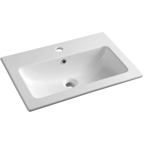 Sapho – Lavabo 600x400 mm céramique blanc – avec trop-plein et trou pour robinet – Vasque à poser – 44060 (1/5)