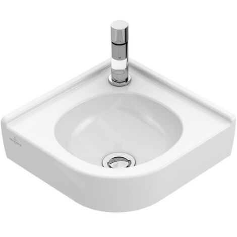 Villeroy & Boch O.novo - Lave-mains d’angle 320x320 mm, sans trop-plein, avec 1 trou de robinetterie, CeramicPlus, blanc alpin