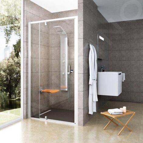Ravak Pivot - Porte de douche PDOP2-110, 1061-1111 mm, blanc/chrome/verre clair 03GD0100Z1 (1/5)