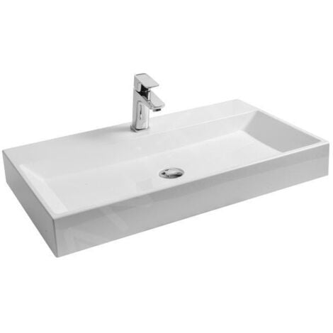 Ravak Natural - Lavabo 800x450 mm, sans trop-plein, trou pour robinet, blanc XJO01280000