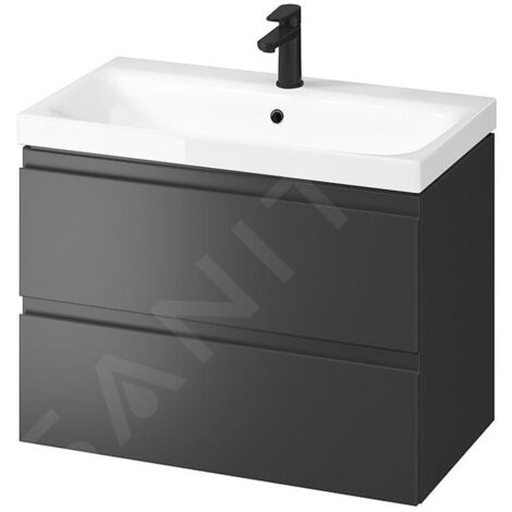 Cersanit Moduo - Meuble-lavabo, 57x80x45cm, 2 tiroirs, anthracite S590-081 (1/2)