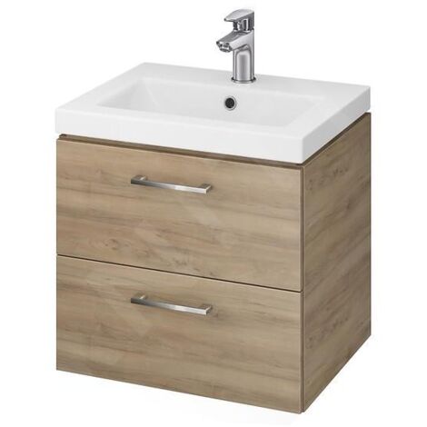 Cersanit Lara - Meuble avec lavabo, 46x49x40 cm, 2 tiroirs, noyer S801-153-DSM (1/3)