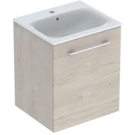 Geberit Selnova Square - Meuble-vasque 635x538x480 mm, avec vasque, 1 porte, noyer clair hickory 501.251.00.1 (1/3)