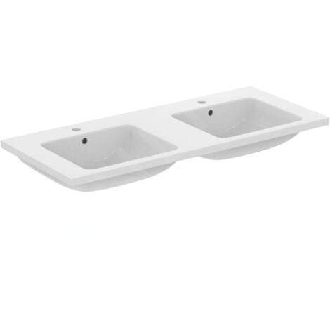Ideal Standard i.Life B - Lavabo double 121x52 cm, avec trop-plein, 2 trous pour robinet, blanc T460201