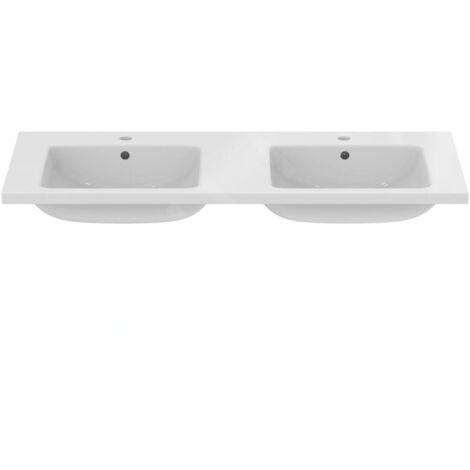 Ideal Standard i.Life B - Lavabo double 121x52 cm, avec trop-plein, 2 trous pour robinet, blanc T460201
