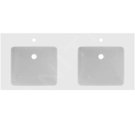 Ideal Standard i.Life B - Lavabo double 121x52 cm, avec trop-plein, 2 trous pour robinet, blanc T460201