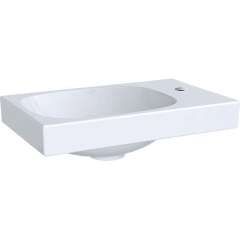 Geberit – Lave-mains 400x250 mm – 1 trou à droite – Sans trop-plein – Argile réfractaire fine – Blanc pour meuble sous vasque Acanto