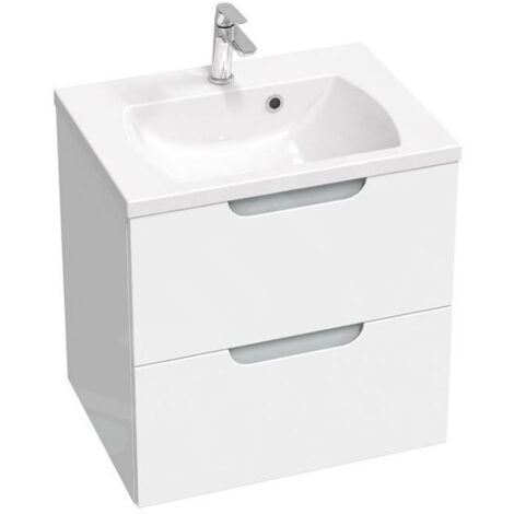 Ravak Classic II - Meuble lavabo 594x446x584 mm, 2 tiroirs, blanc/gris brillant X000001477 (1/5)