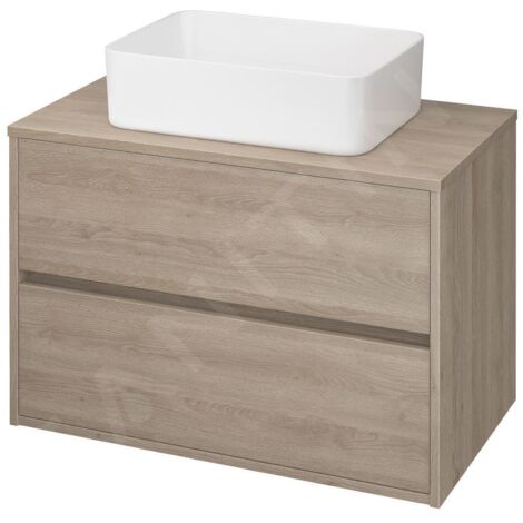 Cersanit Crea - Meuble-lavabo, 53x79x45 cm, 2 tiroirs, chêne S924-010 (1/2)