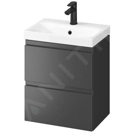 Cersanit Moduo - Meuble-lavabo, 57x49x40cm, 2 tiroirs, anthracite S590-079 (1/3)