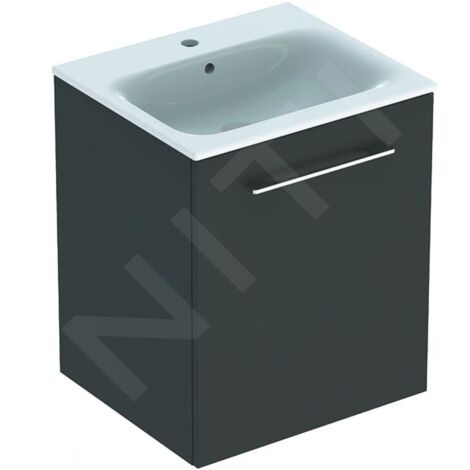 Geberit Selnova Square - Meuble-vasque 635x538x480 mm, avec vasque, 1 porte, gris velouté mat 501.249.00.1 (1/3)