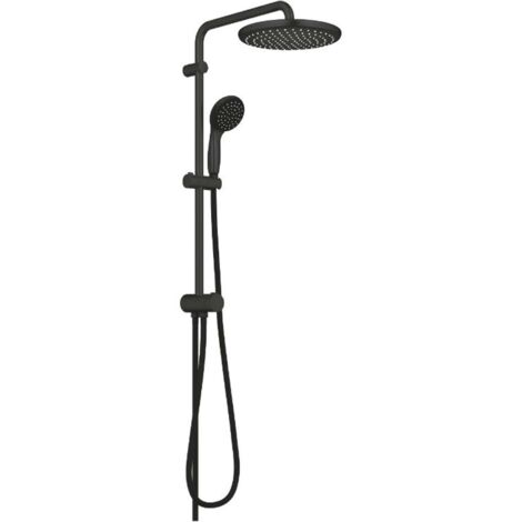 Grohe – Colonne de douche sans robinetterie – Douche de tête 250mm noir mat – 1 jet Rain – Flexible 1500mm – SKU 266802430