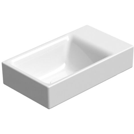 NUBES lavabo en céramique 40x23cm, pas de trou de robinet, droite/gauche, blanc ExtraGlaze (1/5)