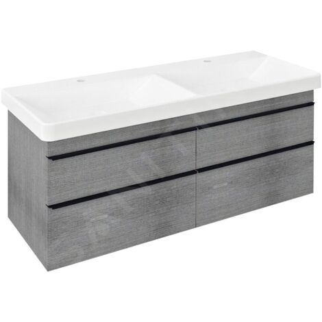 Sapho Sitia - Meuble lavabo 116x50x44 cm, 4 tiroirs, chêne argenté SI120-1111 (1/5)