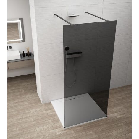 ESCA BLACK MATT Panneau en verre de douche de 1 pièce, verre fumé, 1 400 mm (1/5)