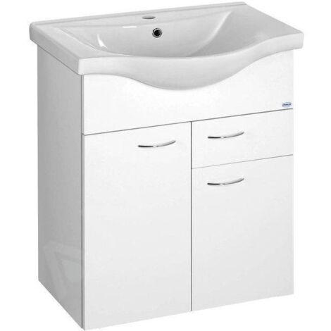 Aqualine – Meuble sous vasque simple 606x740x337 mm en MDF stratifié – 1 tiroir – 2 portes – Installation suspendue – 50064A (1/5)