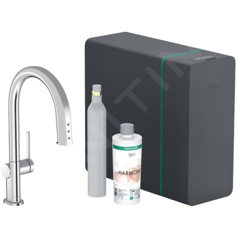 Hansgrohe Aqittura M91 - Mitigeur d'évier avec bec extractible, SodaSystem, sBox, chrome 76806000 (1/5)
