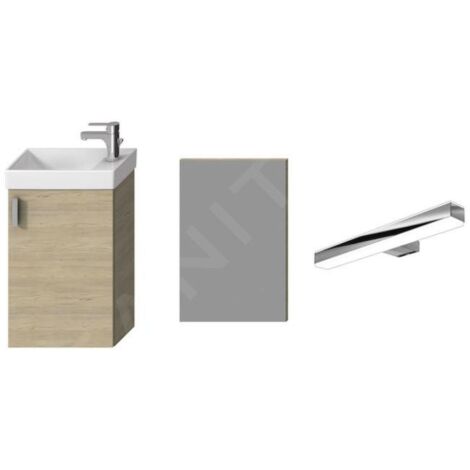 Jika Petit - Set meuble avec lave-mains, miroir et éclairage, frêne H45J5141755141 (1/2)