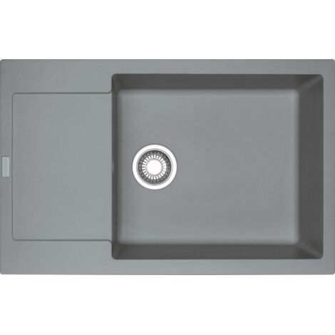 Franke – Évier en fragranit 1 bac 78x50 cm – Couleur pierre grise – Montage sur plan – Bonde à panier 3 1/2“ avec trop-plein (1/2)
