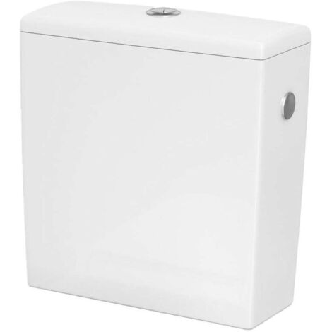 Cersanit – Réservoir de chasse d'eau céramique blanc alpin – Remplissage latéral – Capacité 3/5 litres – Dimensions 395x370x150mm – K673004 (1/2)