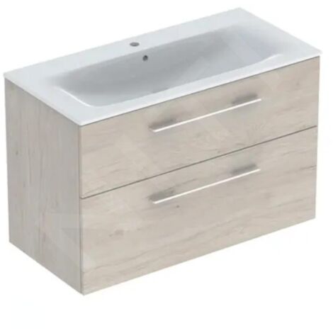 Geberit Selnova Square - Meuble-vasque 635x988x480 mm, avec vasque, 2 tiroirs, noyer clair hickory 501.247.00.1 (1/3)