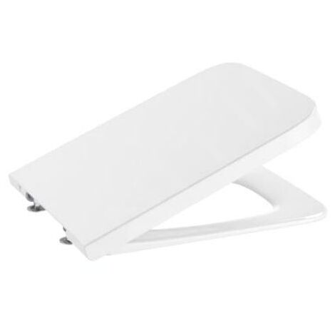 Roca – Couvercle et anneau de supralit A80153200B – Abattant WC carré avec système EasyFix – Charnières en laiton chromé – Amortie