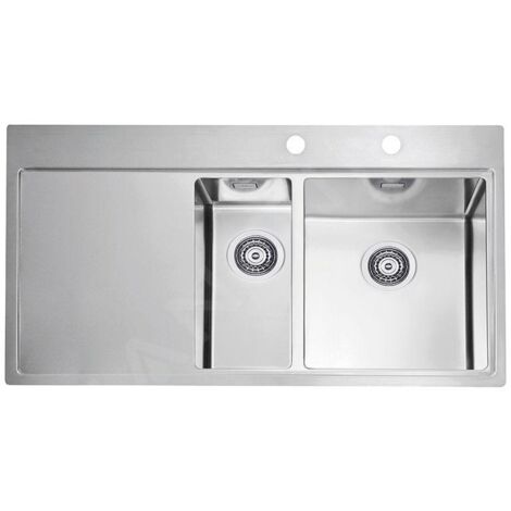 Alveus Pure - Évier 980x525 mm, avec commande du vidage, bac à droite, inox 1103655 (1/2)