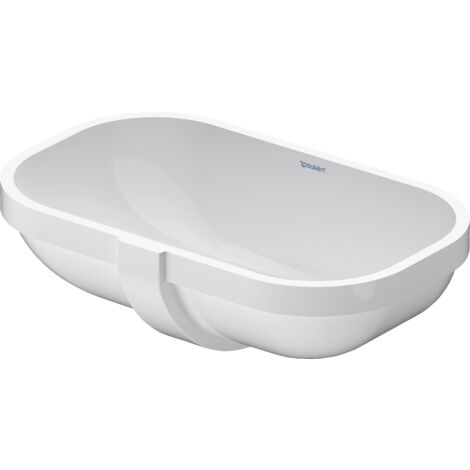 Duravit – Lavabo encastré sans trou de robinet 495x290x210mm – Céramique sanitaire blanc brillant – Fixation angulaire pour salle de bain