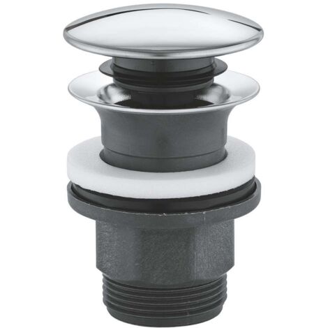 Grohe – Bonde de lavabo push open 63mm – Raccord G 1 1/4' – Finition chromée – Pour lavabo avec trop-plein – 40869000
