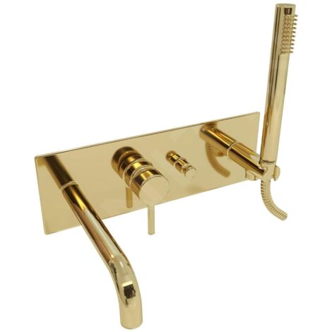 Paffoni Light - Mitigeur de baignoire encastré, avec accessoires et corps, doré LIG001HG (1/2)