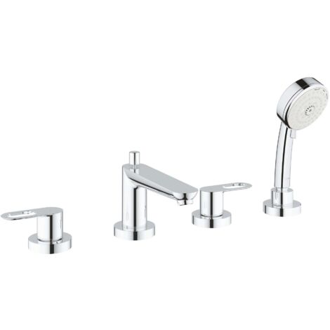 Mitigeur de baignoire 4 trous chrome – Levier métallique – GROHE StarLight – Flexible de douche inclus – 2511900A