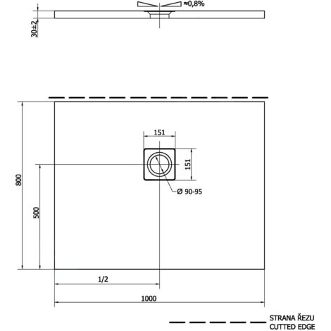 Polysan Flexia - Receveur de douche, 1000x800 mm, possibilité de modifier les dimensions, blanc 72926