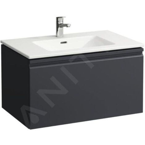 Laufen Pro S - Meuble avec lavabo, 800x500 mm, 1 tiroirs, graphite mat H8609634801041 (1/2)