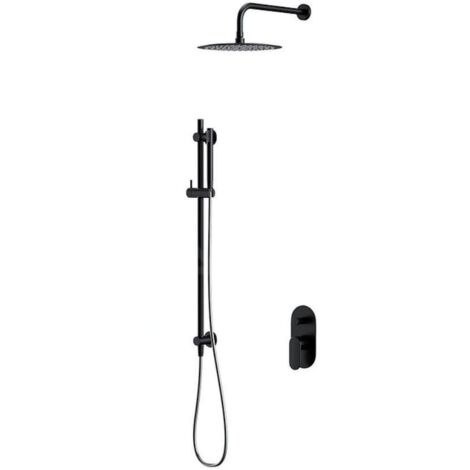 Cersanit Crea - Set de douche avec mitigeur encastré, avec corps d’encastrement, diamètre 25 cm, noir S952-009 (1/2)