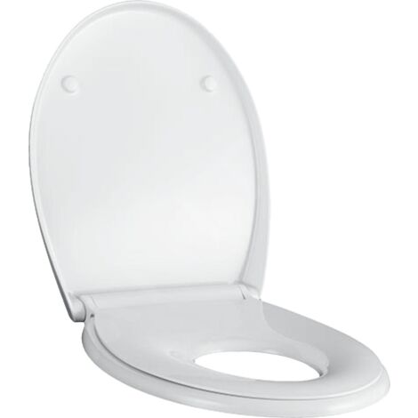 Geberit – Abattant de WC enfant en duroplast – Softclose – Fixation par le haut – Charnières déclipsables en acier inoxydable – Couleur blanche (1/5)