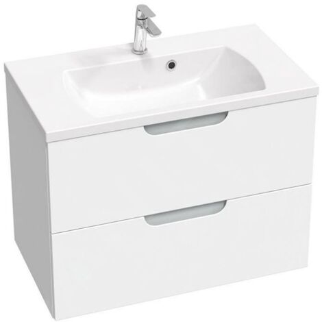 Ravak Classic II - Meuble lavabo 794x446x584 mm, 2 tiroirs, blanc/gris brillant X000001481 (1/5)