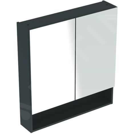Geberit Selnova Square - Armoire de toilette 850x788x175 mm, 2 portes, gris velouté mat 501.269.00.1 (1/3)