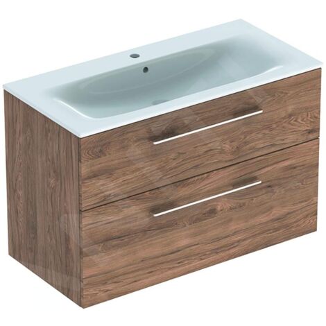 Geberit Selnova Square - Meuble-vasque 635x988x480 mm, avec vasque, 2 tiroirs, noyer hickory 501.246.00.1 (1/3)