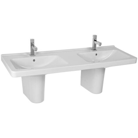 Jika Cubito - Double-lavabo 130x49 cm, 2 trous pour robinet, blanc H8144200001041 (1/4)