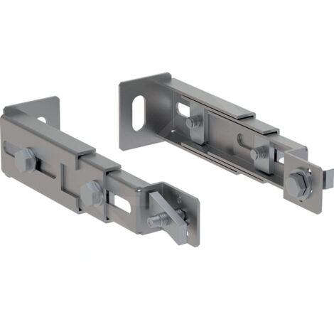 Geberit – Kit de fixation pour WC en acier galvanisé – Pour ancrage des pieds à la paroi – 2 pièces de montage – Profondeur réglable (1/2)