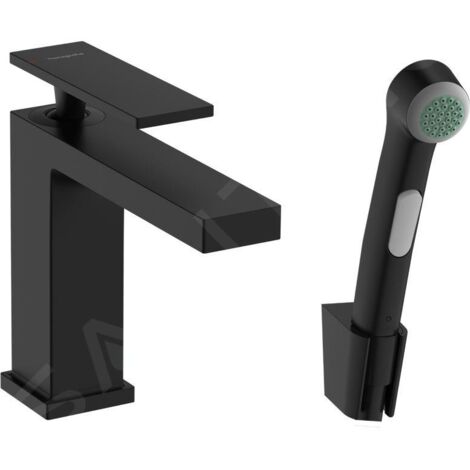 Hansgrohe Tecturis E - Mitigeur de lavabo avec vidage Push-Open et douchette de bidet, EcoSmart, noir mat 73210670 (1/5)