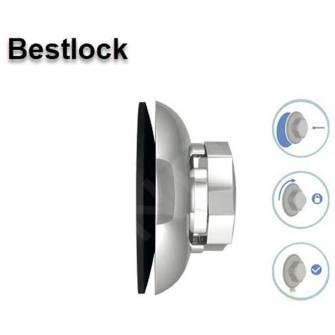 Compactor BESTLOCK Anneau Porte-Serviettes Mural - Fixation Ventouses Ultra-Résistante 3 Kg - Noir Mat Salle De Bain