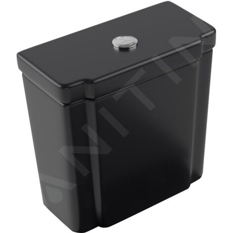 Villeroy & Boch Hommage - Réservoir de chasse d’eau, remplissage latéral, CeramicPlus, TitanGlaze, Pure Black 772111R7 (1/5)
