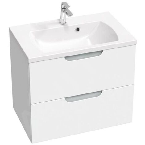 Ravak Classic II - Meuble lavabo 694x446x584 mm, 2 tiroirs, blanc/gris brillant X000001479 (1/5)