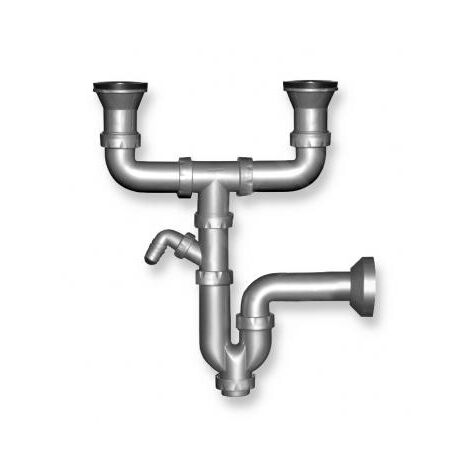 Novaservis Siphons - Siphon pour évier double 49 mm sans trop-plein, plastique NSP22 (1/2)