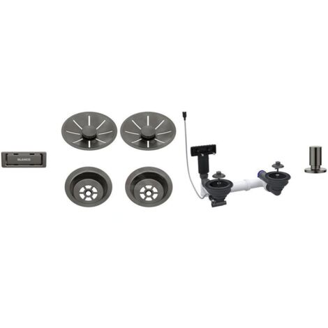 Blanco Accessoires - Kit de vidage InFino, avec commande excentrique, acier foncé 207444