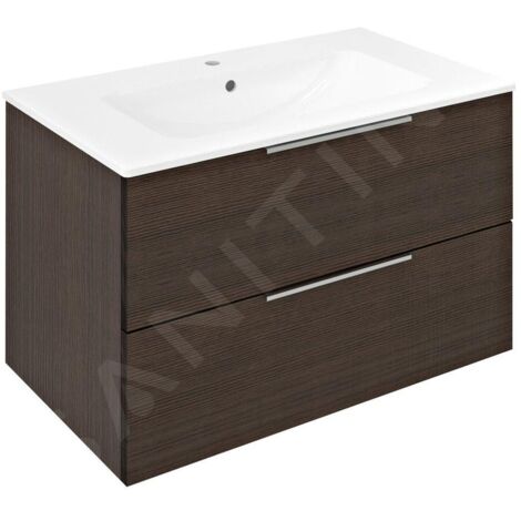 Sapho Cirasa - Meuble lavabo, 80x52x46 cm, 2 tiroirs, pin rustique CR801-1616 (1/5)