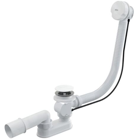 Alcadrain Garnitures de vidage - Kit vidange et trop-plein pour baignoire, longueur 800 mm, blanc A51BM-80